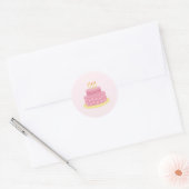 Roze Happy Birthday Cake Gift Label, Meisje Verjaa Ronde Sticker (Envelop)
