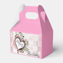 Roze Happy Birthday Favor Box Bloemhart Ontwerp Bedankdoosjes
