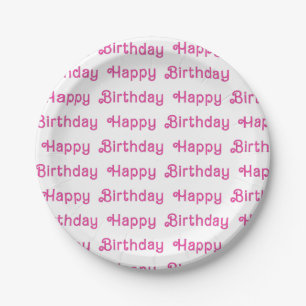 Roze Happy Birthday-feestborden Papieren Bordje