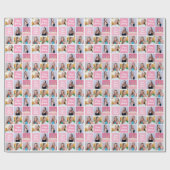 Roze Happy Birthday Girl Foto Collage Teen Cadeaupapier (Vlak)
