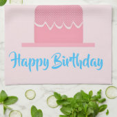 Roze Happy Birthday Keukenhanddoek (Gevouwen)