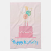 Roze Happy Birthday Kitchen Towel Theedoek (Verticaal)