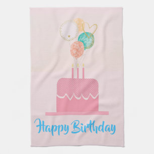 Roze Happy Birthday Kitchen Towel Theedoek