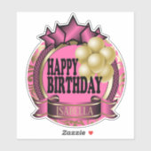 Roze Happy BIrthday - Naam toevoegen - Kiss-Cut Sticker (Vel)