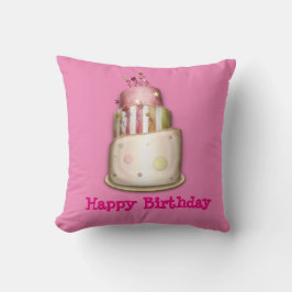 Roze "Happy Birthday"-piloot met Cake Kussen