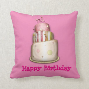 Roze "Happy Birthday"-piloot met Cake Kussen