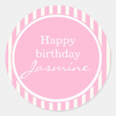 Roze Happy Birthday Sticker (Voorkant)
