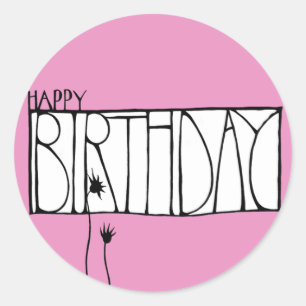 Roze Happy Birthday Sticker