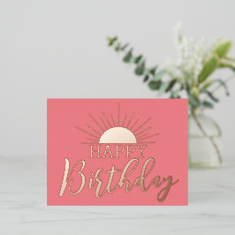 Roze Happy Birthday Sunshine Real Gold Folie Feestdagen Briefkaart
