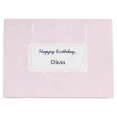 Roze Happy Birthday Wildflowers Patroon Groot Cadeauzakje (Voorkant)