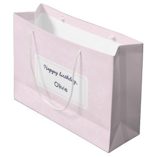 Roze Happy Birthday Wildflowers Patroon Groot Cadeauzakje