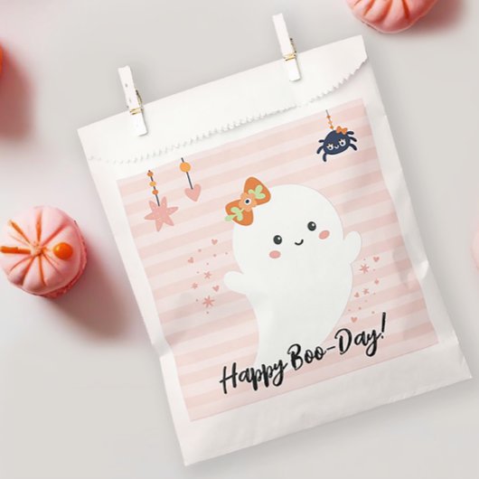 Roze Happy Boo Day Kawaii Ghost Birthday Bedankzakje