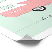 Roze, Happy Camper art afdrukken 8 x 10 Poster (Hoek)