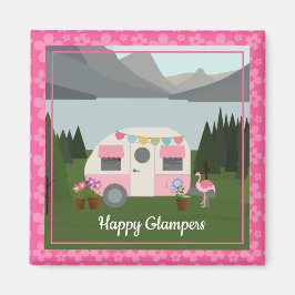 Roze Happy Camper Glampers Magnet