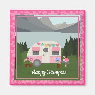 Roze Happy Camper Glampers Magnet