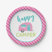 Roze Happy Camper Paper-Borden Papieren Bordje (Voorkant)