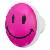 Roze Happy Ceramic Knob. Keramische Knop (Rechts)