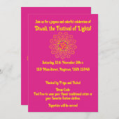 Roze Happy Diwali - Viering Kaart (Voorkant / Achterkant)