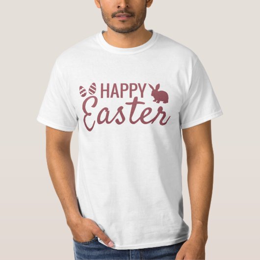 Roze Happy Easter T-Shirt (Voorkant)