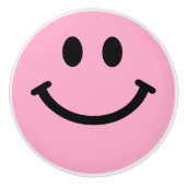 Roze Happy Face Keramische Knop (Voorkant)