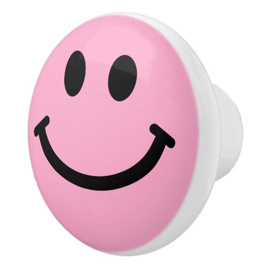 Roze Happy Face Keramische Knop (Rechts)