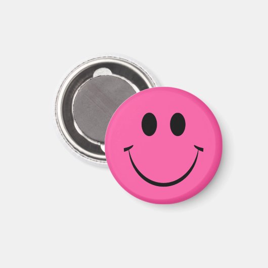 Roze Happy Face Magnet (Voorkant / Achterkant)