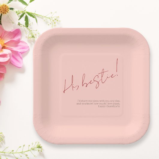 Roze Happy Galentine Minimalistische Moderne Besti Papieren Bordje