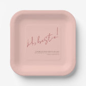 Roze Happy Galentine Minimalistische Moderne Besti Papieren Bordje (Voorkant)
