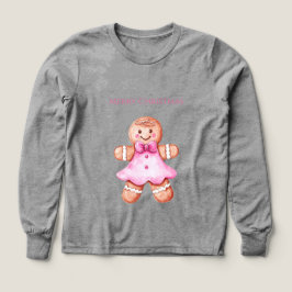 Roze Happy Gingerbread Cookie Girl Kerstmis