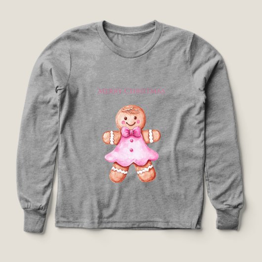Roze Happy Gingerbread Cookie Girl Kerstmis (Voorkant)