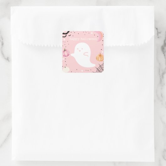 Roze Happy Halloween Sticker (Tas)