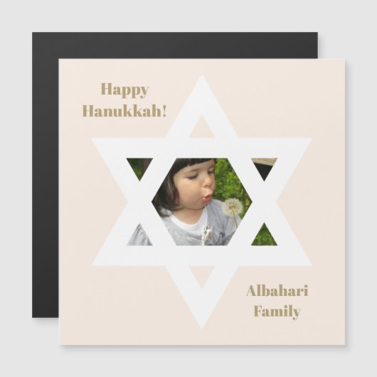 Roze Happy Hanukkah Cute Foto (Voorkant / Achterkant)