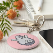 Roze Happy Hedegel Sleutelhanger (Zijkant)