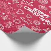 Roze Happy Kerstmis Cadeaupapier (Hoek)