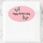 Roze Happy Moederdag Butterfly Ovale Sticker (Tas)
