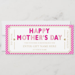 Roze Happy Moederdag Cadeaubon Card Kaart