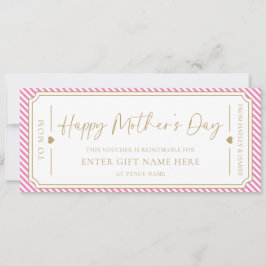 Roze Happy Moederdag Cadeaubon Kaart