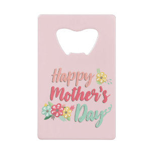 roze Happy Moederdag Creditkaart Flessenopener