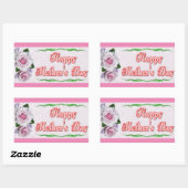 Roze Happy Moederdag Rechthoekige Sticker (Vel)