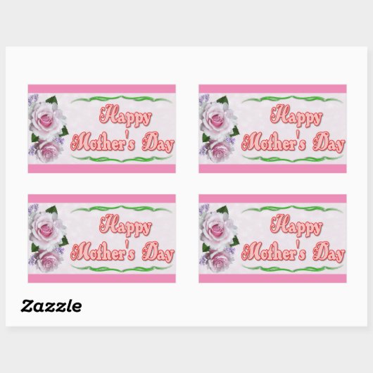 Roze Happy Moederdag Rechthoekige Sticker (Vel)
