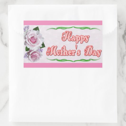 Roze Happy Moederdag Rechthoekige Sticker (Tas)