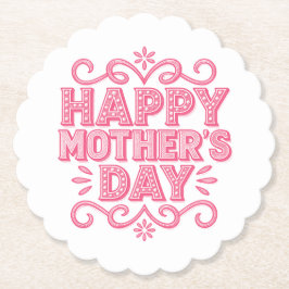 Roze Happy Mother’s Day Vintage Kartonnen Onderzetters