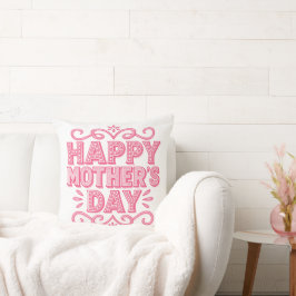 Roze Happy Mother's Day Vintage Kussen