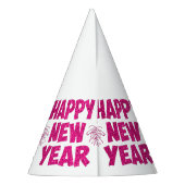 roze happy new year vuurwerk feesthoedjes (Achterkant)
