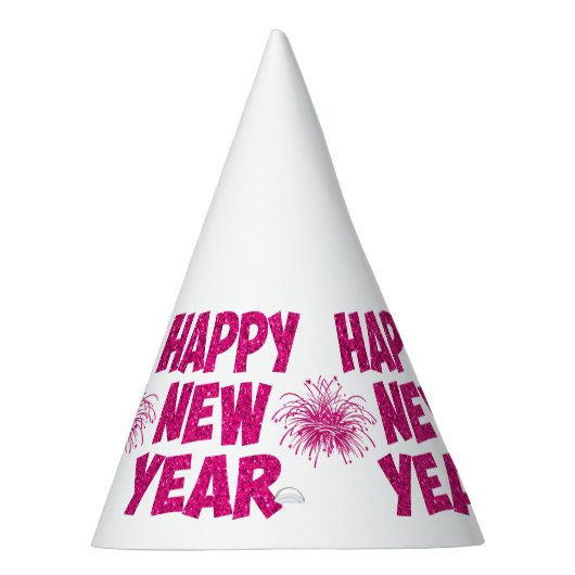 roze happy new year vuurwerk feesthoedjes (Rechts)