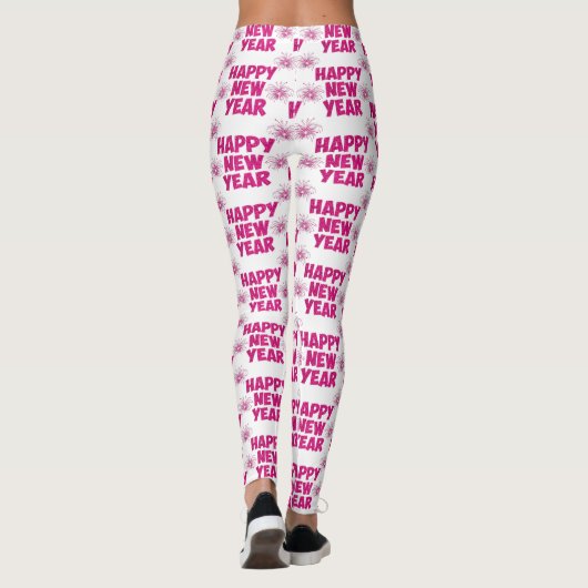roze happy new year vuurwerk leggings (Achterkant)