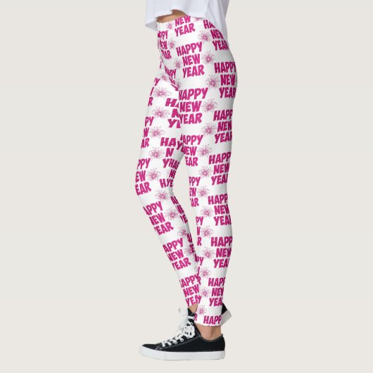 roze happy new year vuurwerk leggings (Links)