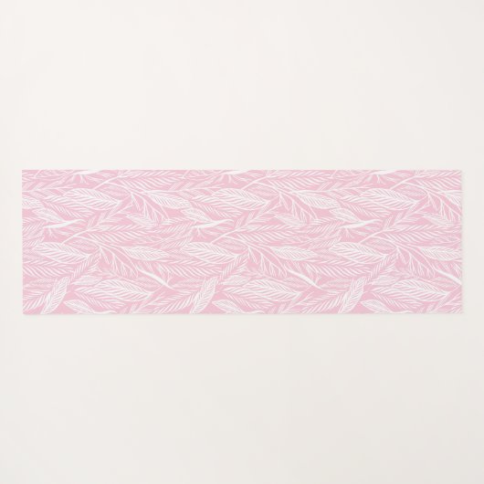 Roze Happy Oerwoud Dierenpatroon & Tropische blade Yogamat (Achterkant (horizontaal))