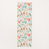 Roze Happy Oerwoud Dierenpatroon & Tropische blade Yogamat (Voorkant)