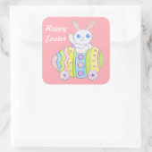 Roze Happy PaasStickers Vierkante Sticker (Tas)